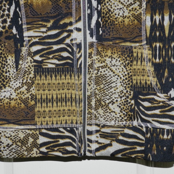 Onque Casual Cardigan Hooded Sweater Animal Print Sz XL - Picture 6 of 10